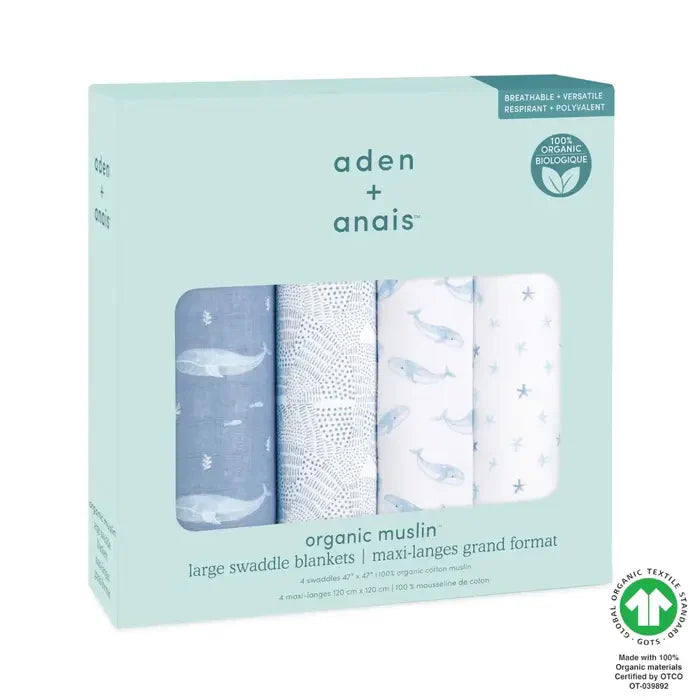 Aden + Anais - Large Cotton Swaddles - Oceanic (4 Pack)