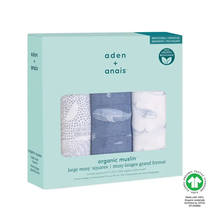 Aden + Anais - Cotton Muslin Squares - Oceanic (3 Pack)