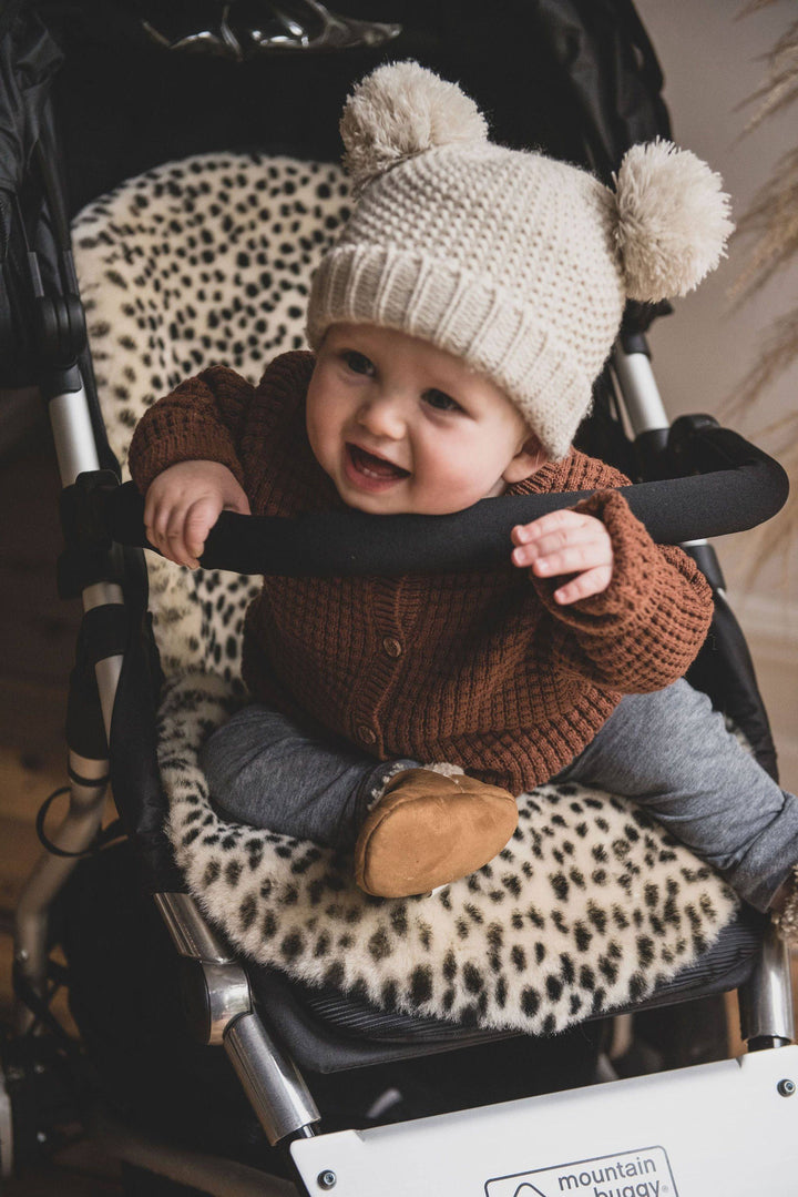 Baa Baby - Sheepskin Pram Liner - Leopard - Mabel & Fox