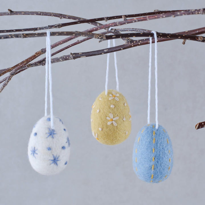 Ginger Ray - Felt Embroidered Easter Egg Decorations