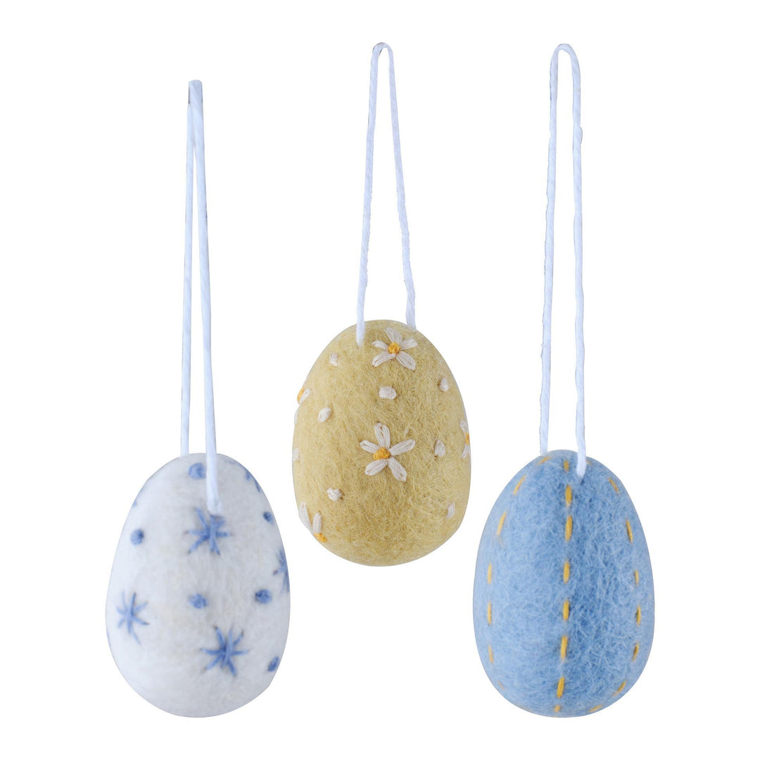 Ginger Ray - Felt Embroidered Easter Egg Decorations