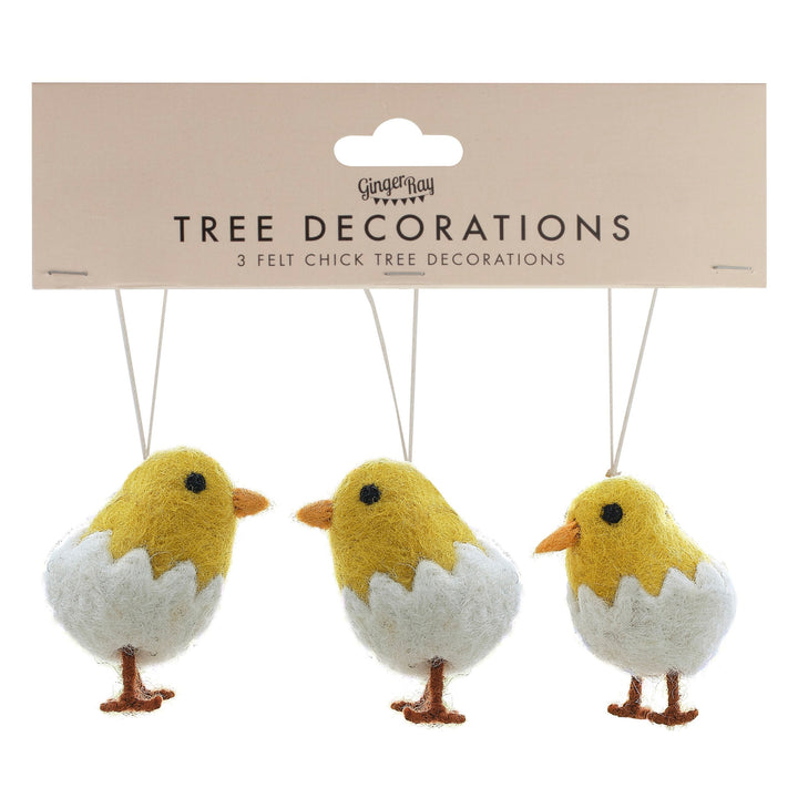 Ginger Ray - Felt Easter Chick Tree Decorations - Mabel & Fox