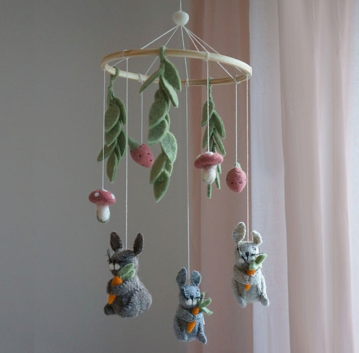 Gamcha - Baby Cot Mobile - Rabbit & Leaves