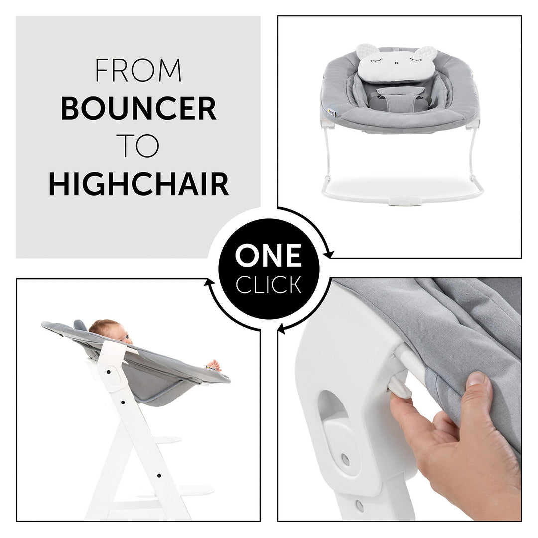 Hauck - Alpha Bouncer 2 in 1 - Pastel Bear / Light Grey - Mabel & Fox