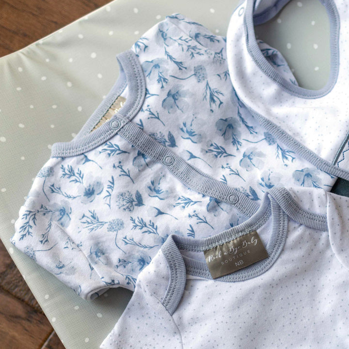 Mabel & Fox - 5 Piece Outfit Set - Blue Florals