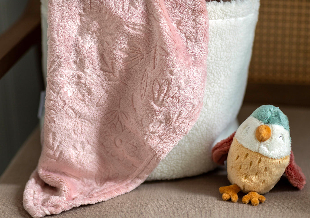 Mabel & Fox - Embossed Baby Blanket - Dusty Pink Flowers