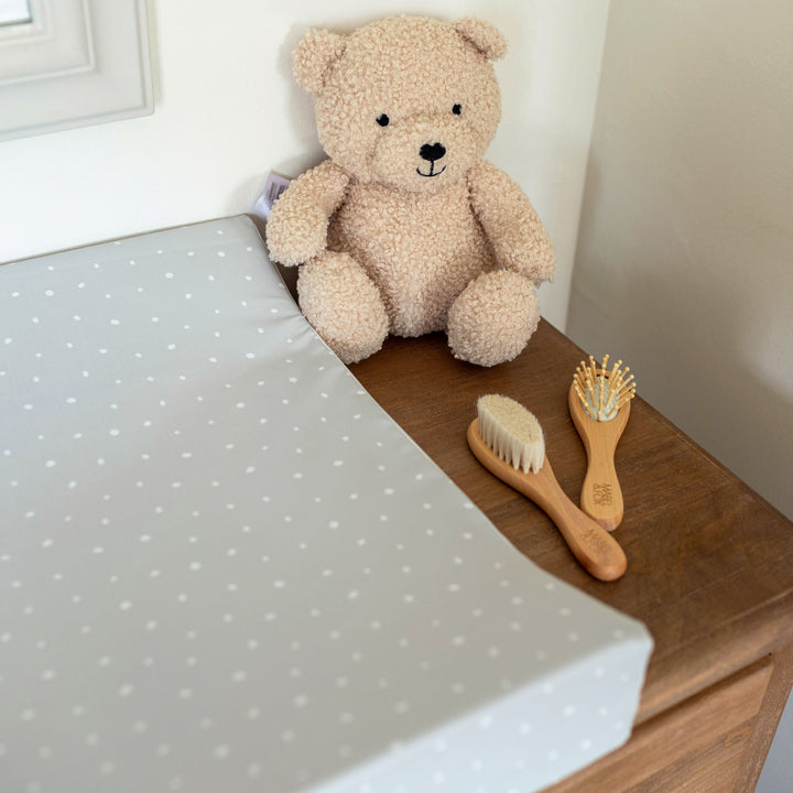 Mabel & Fox - Wedge Baby Changing Mat - Grey Spotty - Mabel & Fox