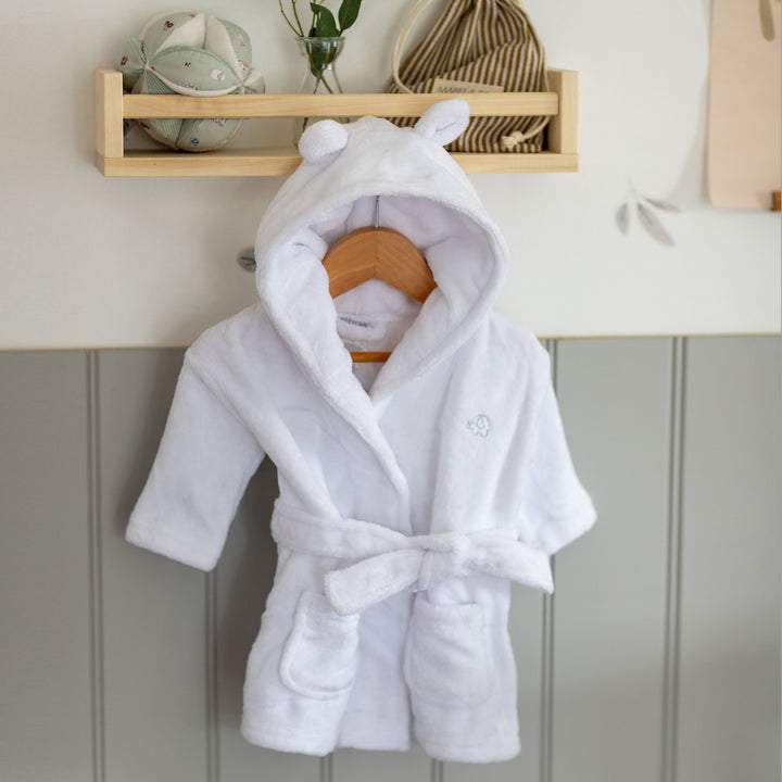 MABEL & FOX - BABY HOODED DRESSING GOWN - WHITE