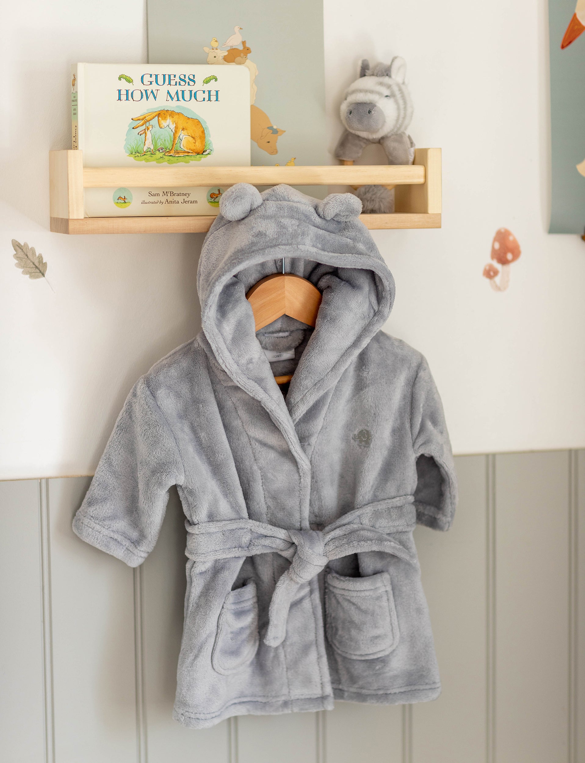 MABEL FOX BABY HOODED DRESSING GOWN GREY