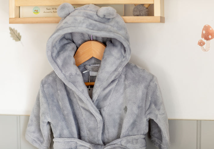 MABEL & FOX - BABY HOODED DRESSING GOWN - GREY