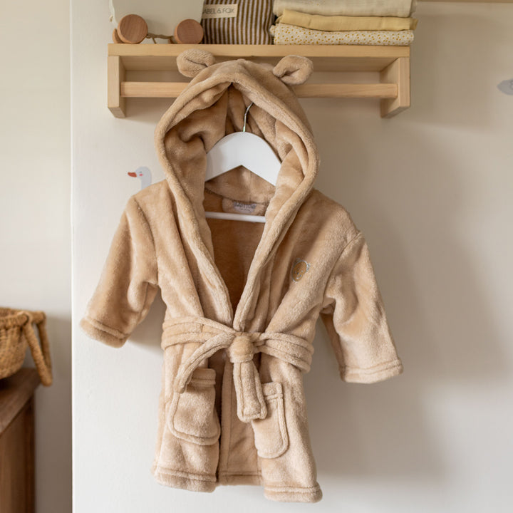 MABEL & FOX - BABY HOODED DRESSING GOWN - CARAMEL