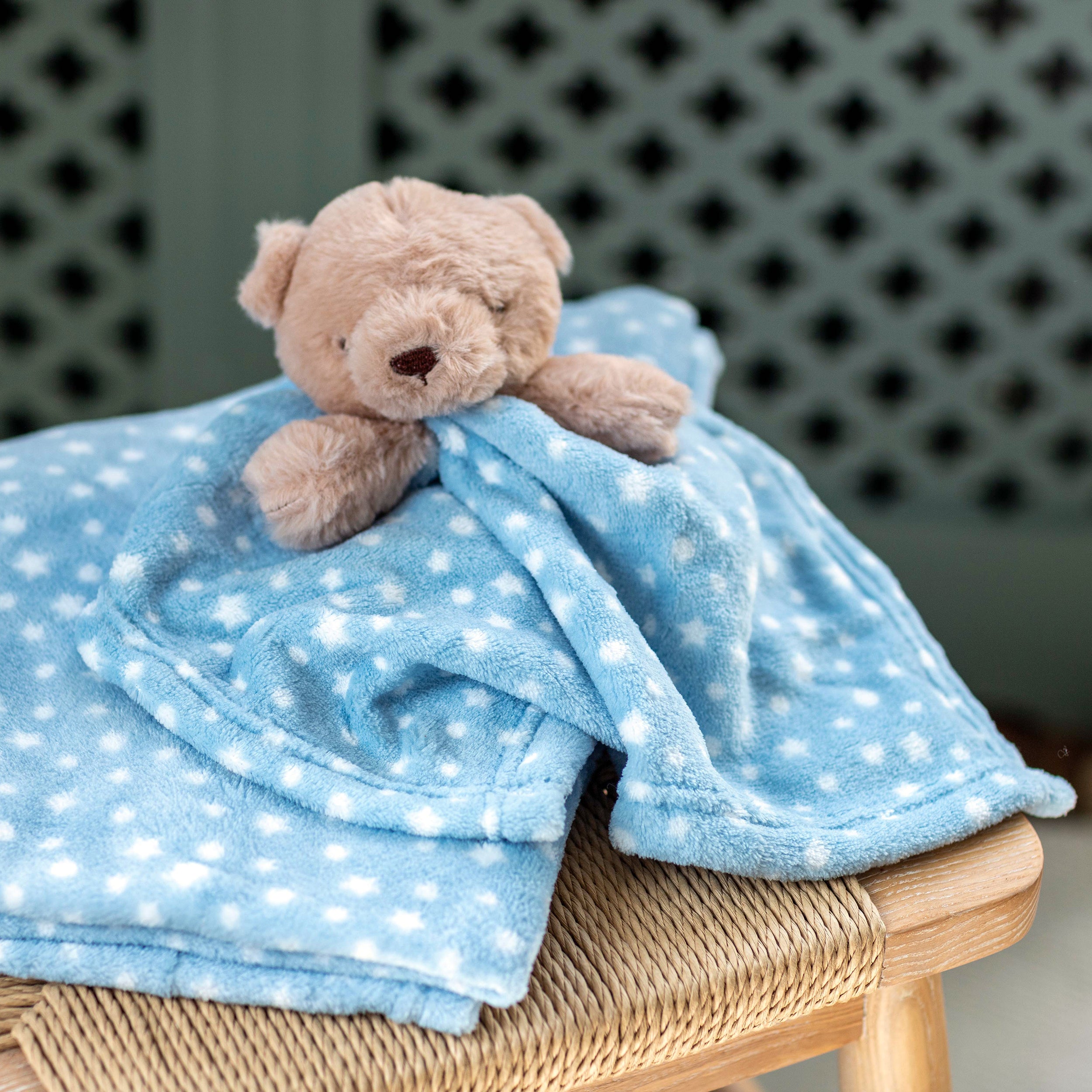 Custom baby gift set includes matching blanket, bear, cheapest and sensory blanket.