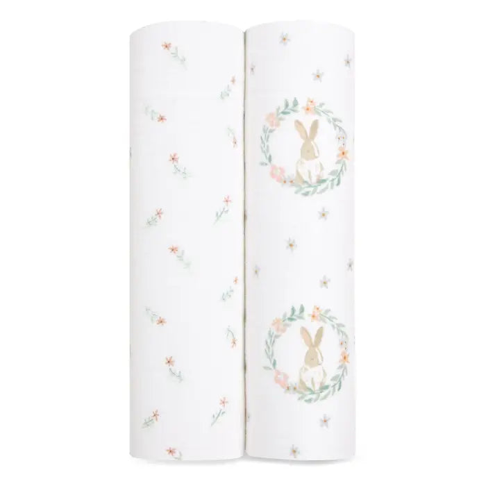 Aden + Anais - Muslin Swaddle Blankets - Blushing Bunnies (2 Pack)
