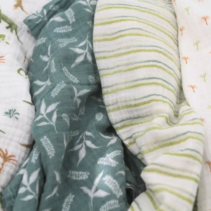 Aden + Anais - Muslin Swaddle Blankets - Dino Jungle (4 Pack)