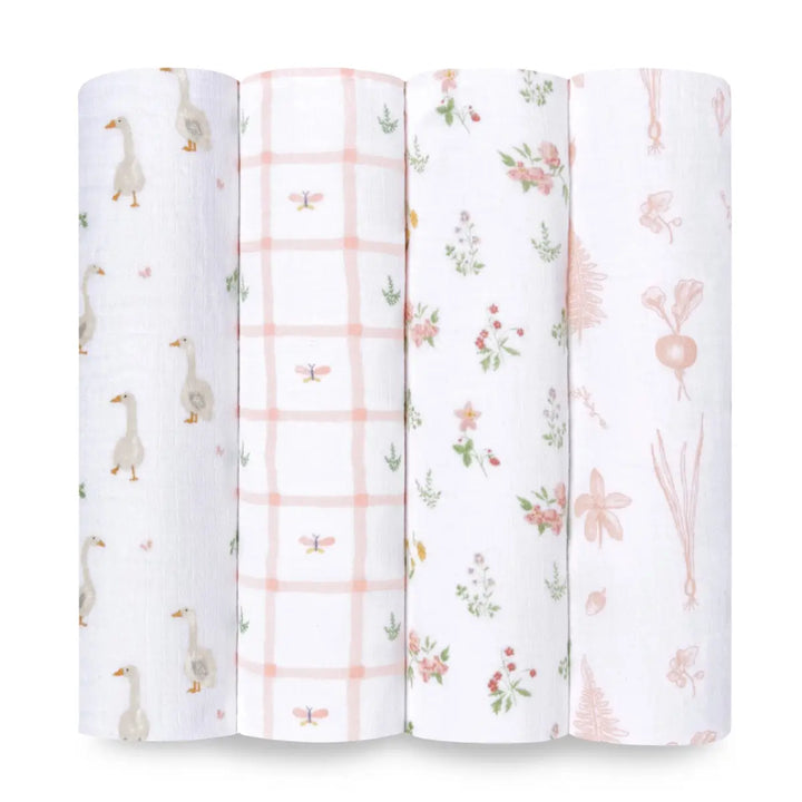 Aden + Anais - Muslin Swaddle Blankets - Country Floral (4 Pack)