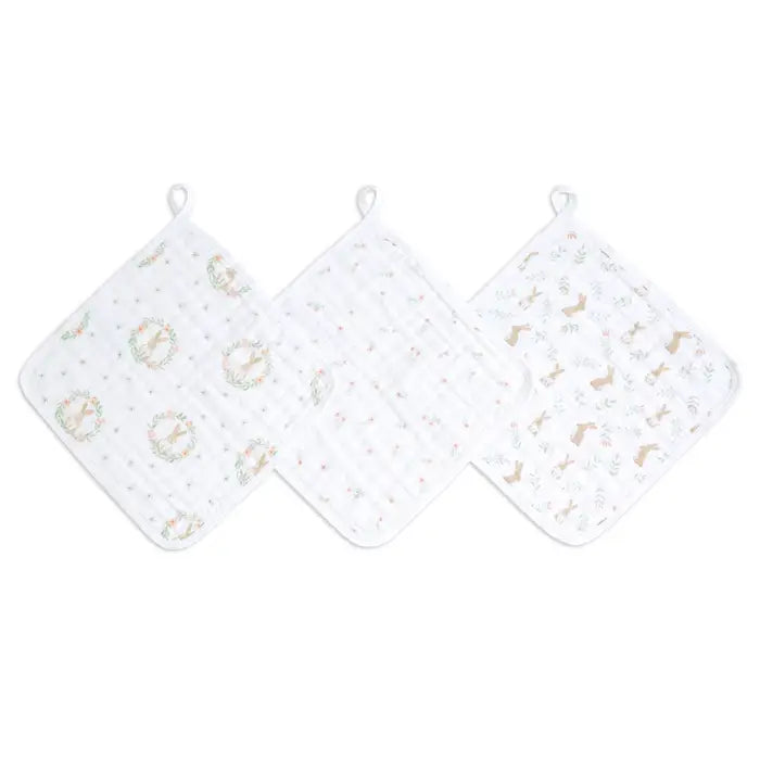 Aden + Anais - Muslin Washcloth Set - Blushing Bunnies (3 Pack)