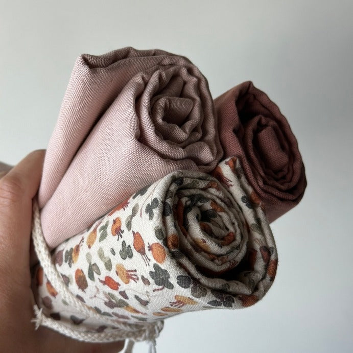 Saga Copenhagen- Organic Cotton Muslin Cloths - Mixed Rose (3 Pack) - Mabel & Fox