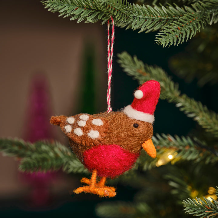 Ginger Ray - Christmas Tree Decoration - Felt Festive Robin