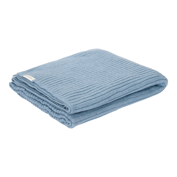 Little Dutch - Knitted Bassinet Blanket - Pure Denim Blue