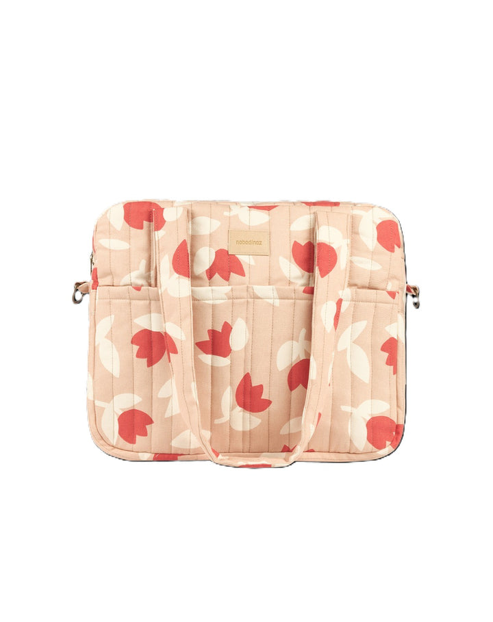 Nobodinoz- Hyde Park Waterproof Stroller Bag - Red Tulips - Mabel & Fox