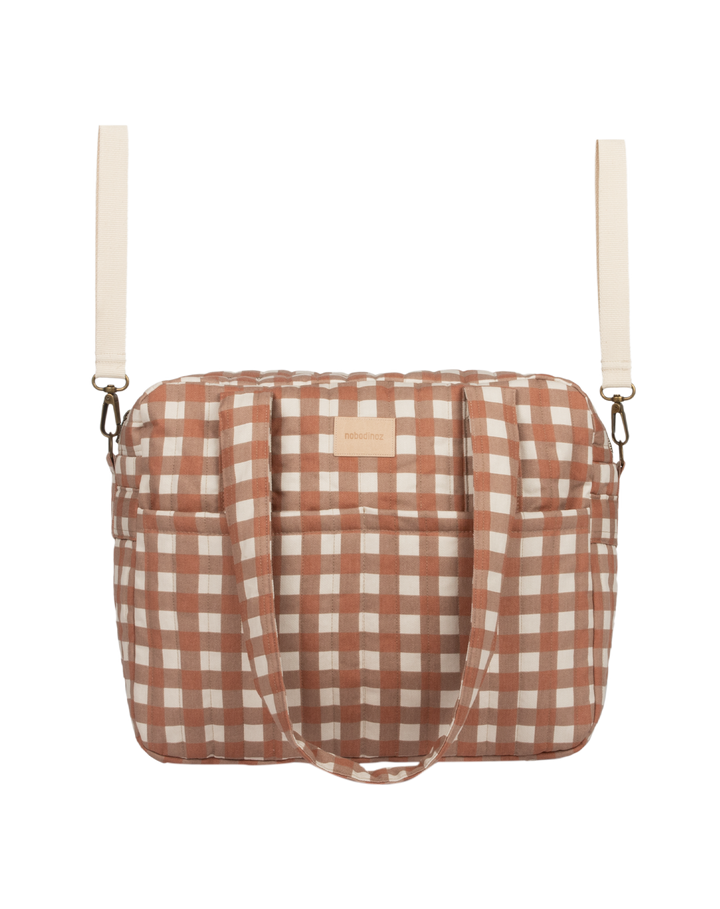 Nobodinoz- Hyde Park Waterproof Stroller Bag- Terracotta Checks