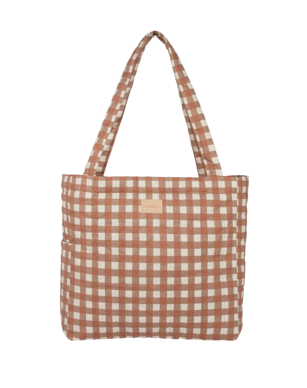 Nobodinoz-Hyde Park Tote Bag- Terracotta Checks