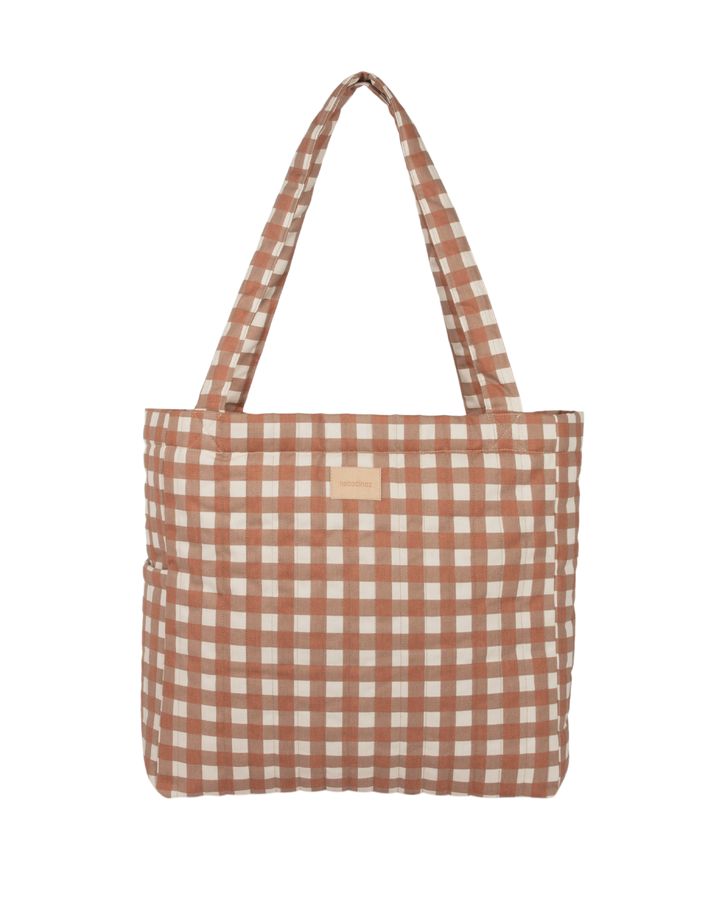 Nobodinoz-Hyde Park Tote Bag- Terracotta Checks