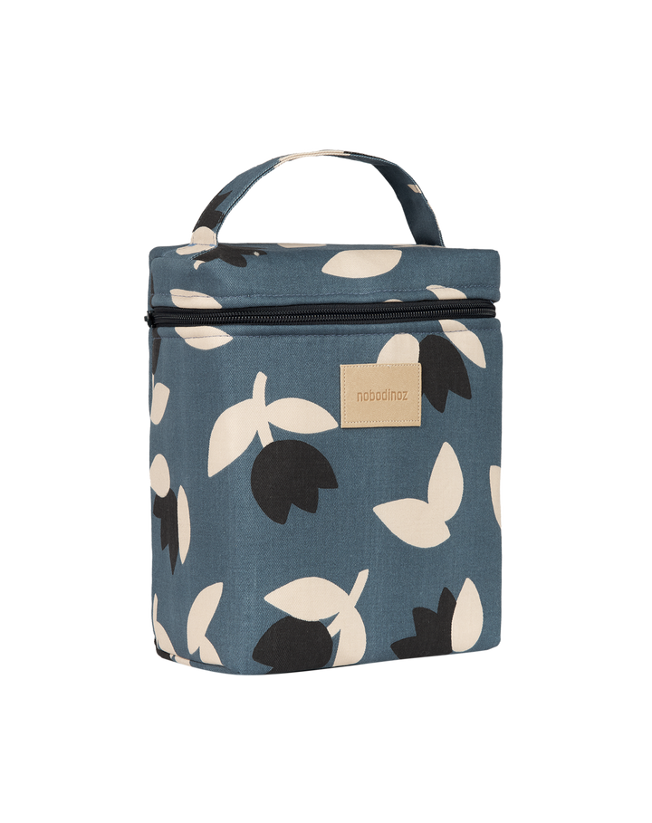 Nobodinoz - Hyde Park Insulated Baby Bottle And Lunch Bag - Blue Black Tulips