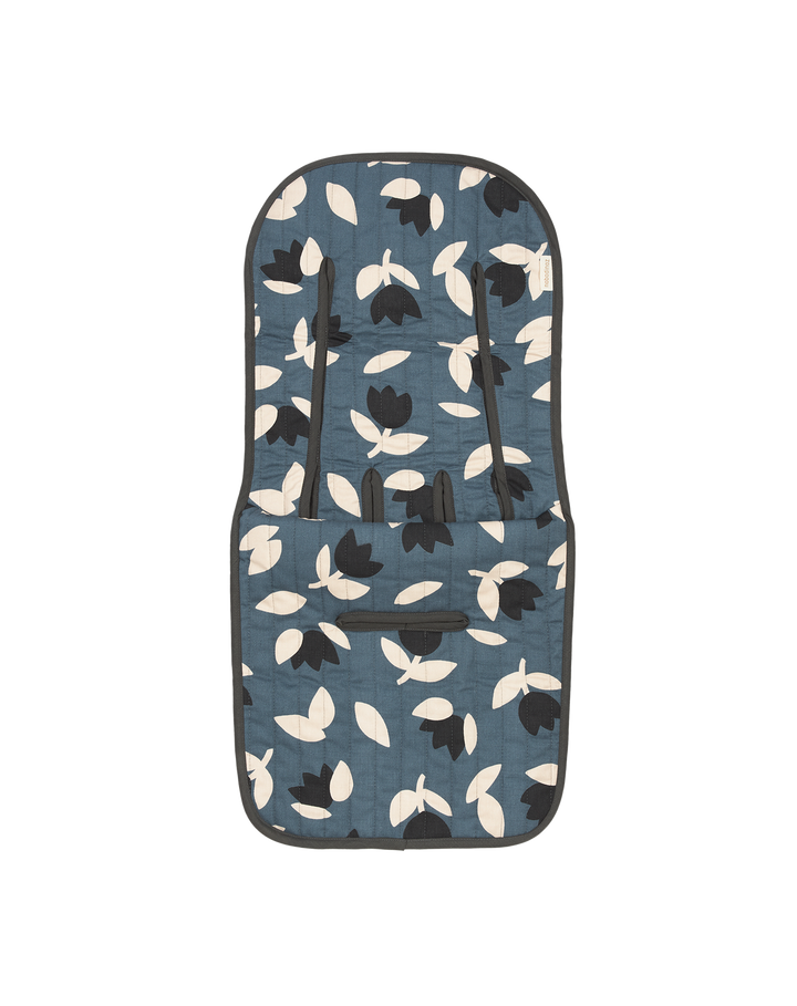 Nobodinoz - Hyde Park - Universal Stroller Pad - Blue Black Tulips