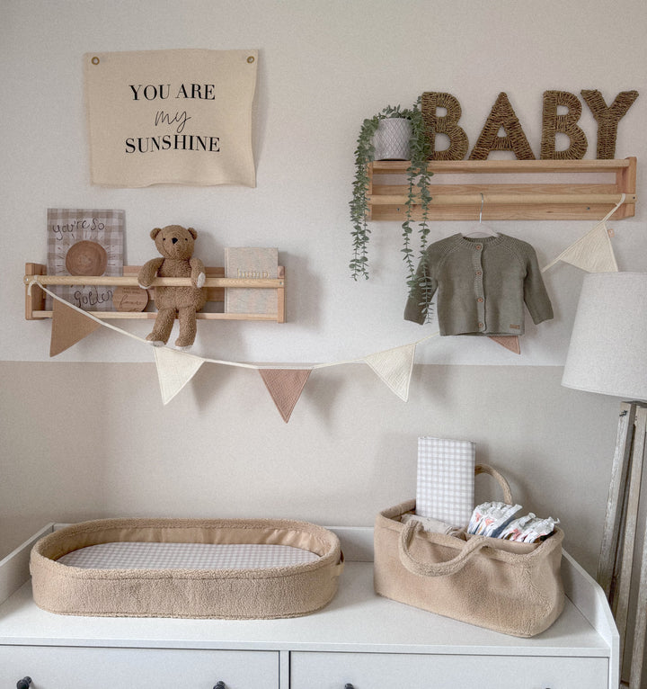 Mabel & Fox - Teddy Changing Basket - Biscuit