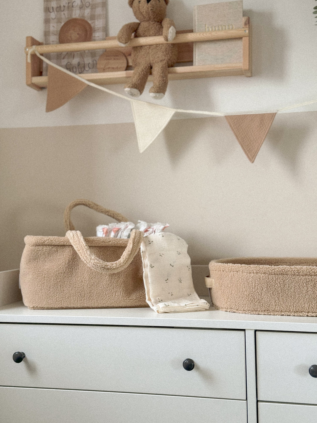 Mabel & Fox - Teddy Nappy Caddy - Biscuit