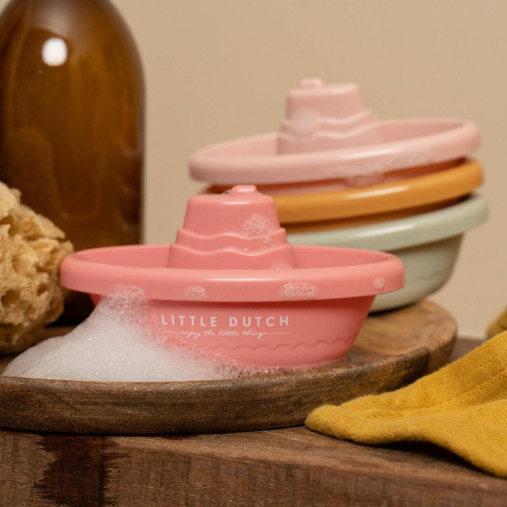 Little Dutch - Stackable Bath Boats - Pink - Mabel & Fox