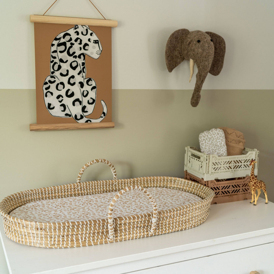 Mabel & Fox -  Basket Changing Mat - Beige Leopard - Mabel & Fox