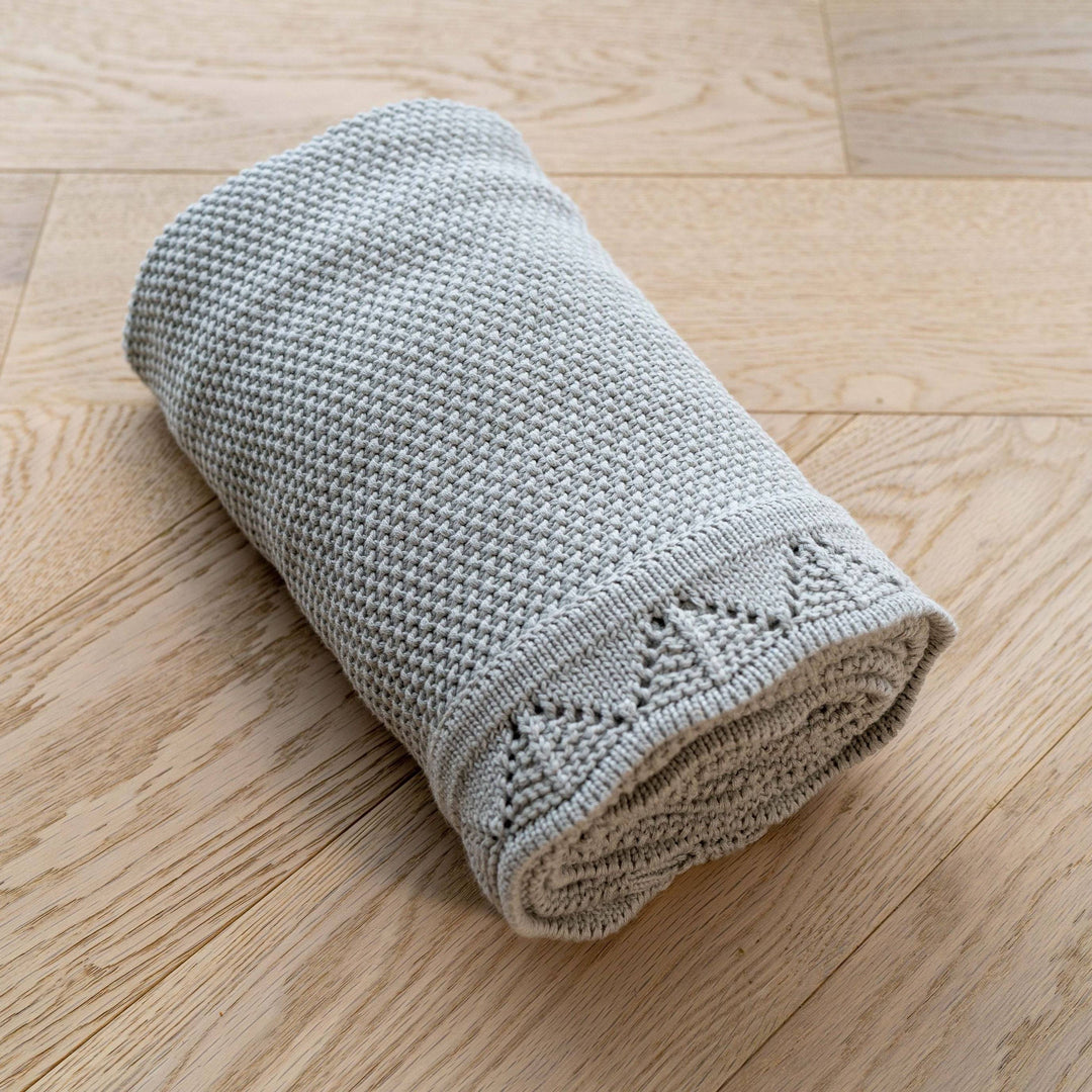 Mabel & Fox - Knitted Baby Blanket - Sage Grey - Mabel & Fox