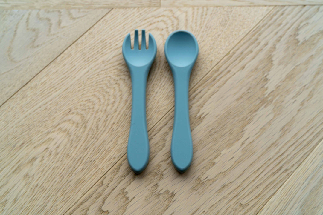 Mabel & Fox - Silicone Tableware - Spoon & Fork Set - Ether Blue - Mabel & Fox