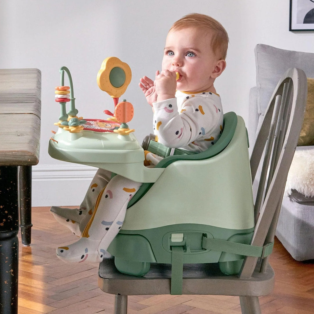 Mamas & Papas - Bug 3-in-1 Floor & Booster Seat with Activity Tray - Eucalyptus - Mabel & Fox