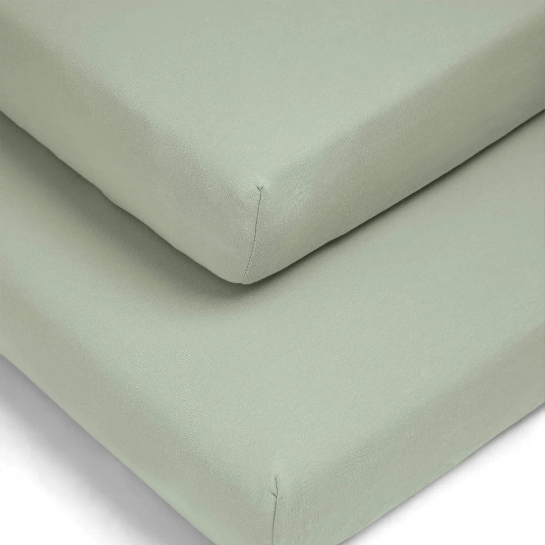 Mamas & Papas - Cotton Essentials - Cotbed Fitted Sheets (2 pack) - Sage - Mabel & Fox