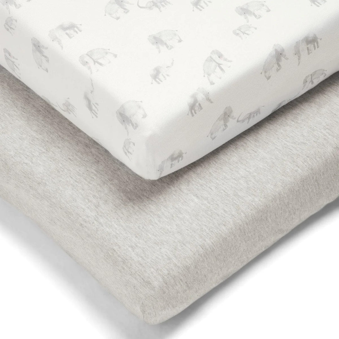 Mamas & Papas - Cotbed Fitted Sheets (2 Pack) - Welcome To The World Elephant - Mabel & Fox