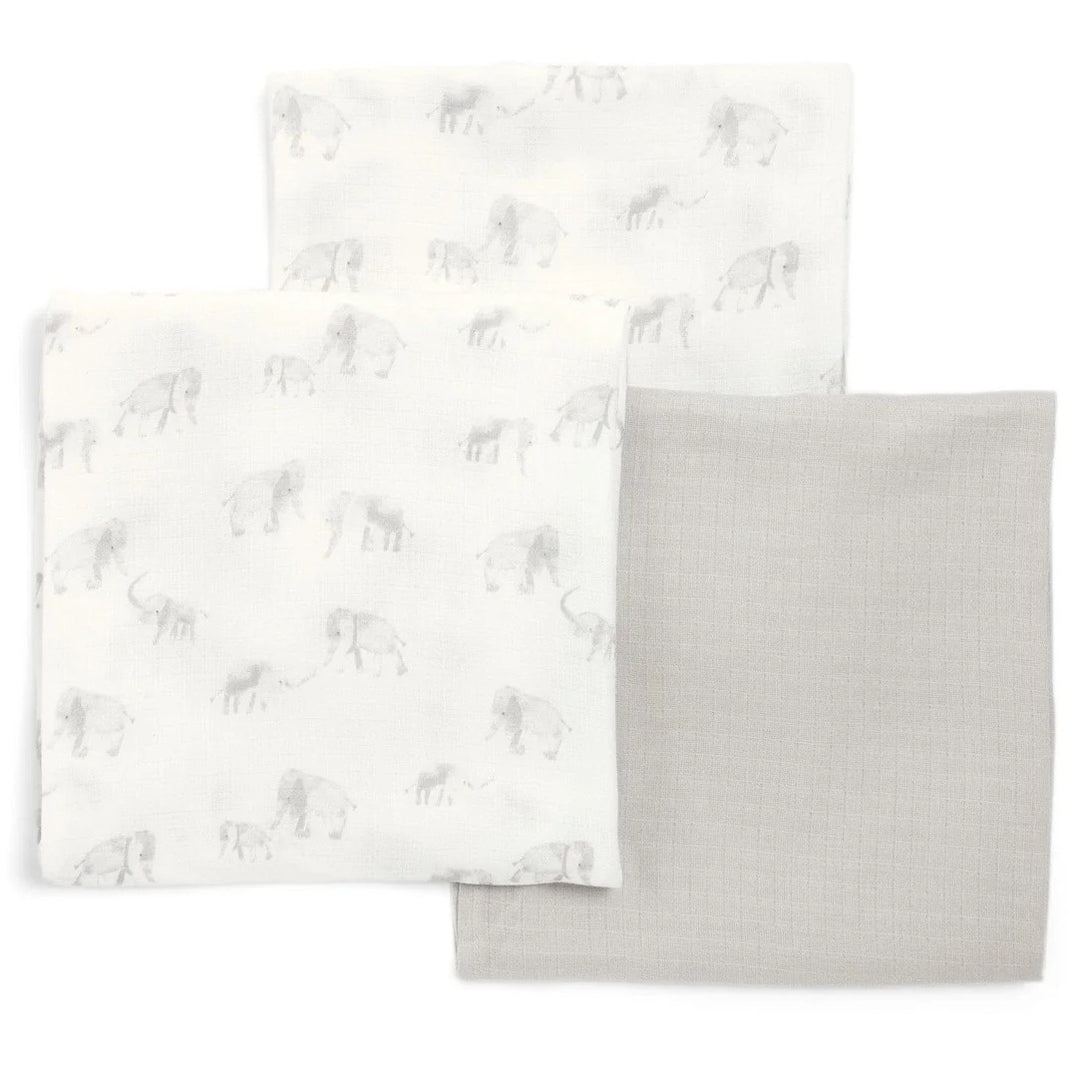 Mamas & Papas - Large Muslin Cloths (3 Pack) - Welcome to the World Elephant - Mabel & Fox