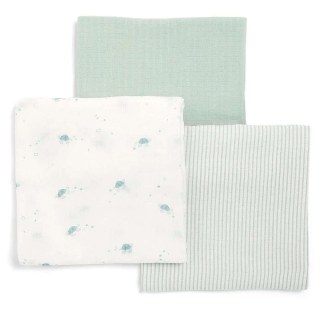 Mamas & Papas - Large Muslin Cloths (3 Pack) - Turtle - Mabel & Fox