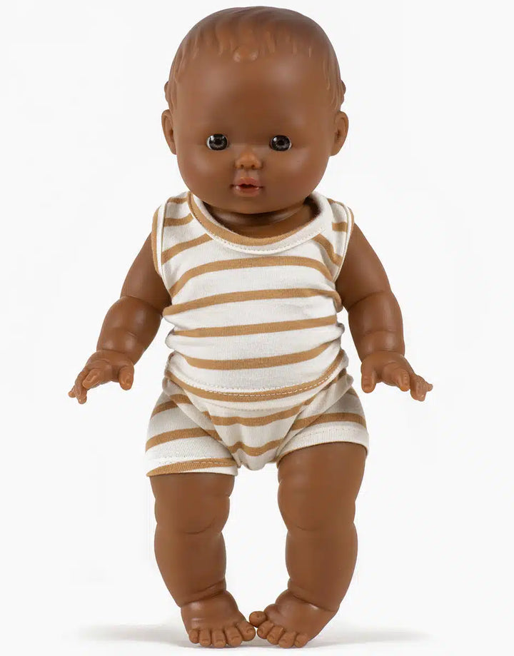 MiniKane- Doll -Leon in Marcel Set - Brown Sugar Stripes