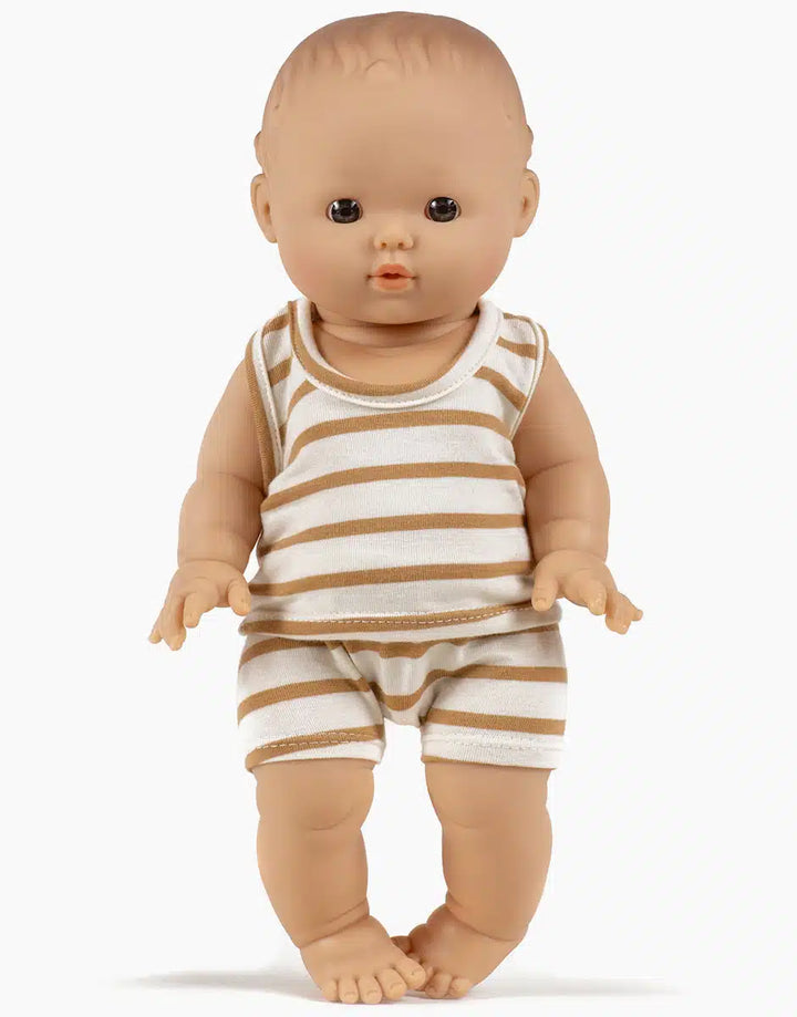 MiniKane - Doll -Louis in Marcel Set - Brown Sugar Stripes