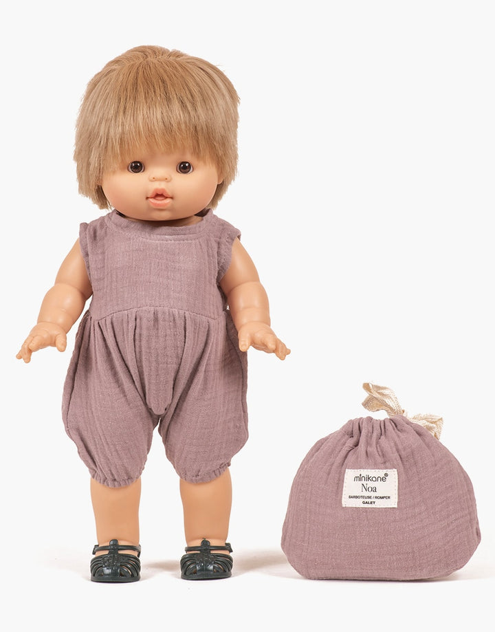 MiniKane - Noa Romper With Pouch - Pebble Cotton