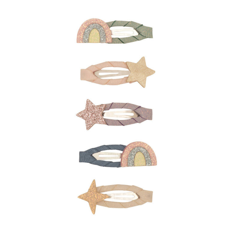 Mimi & Lula - Clic Clac Hair Clips - Mini Rainbow & Star (5 Pack) - Mabel & Fox