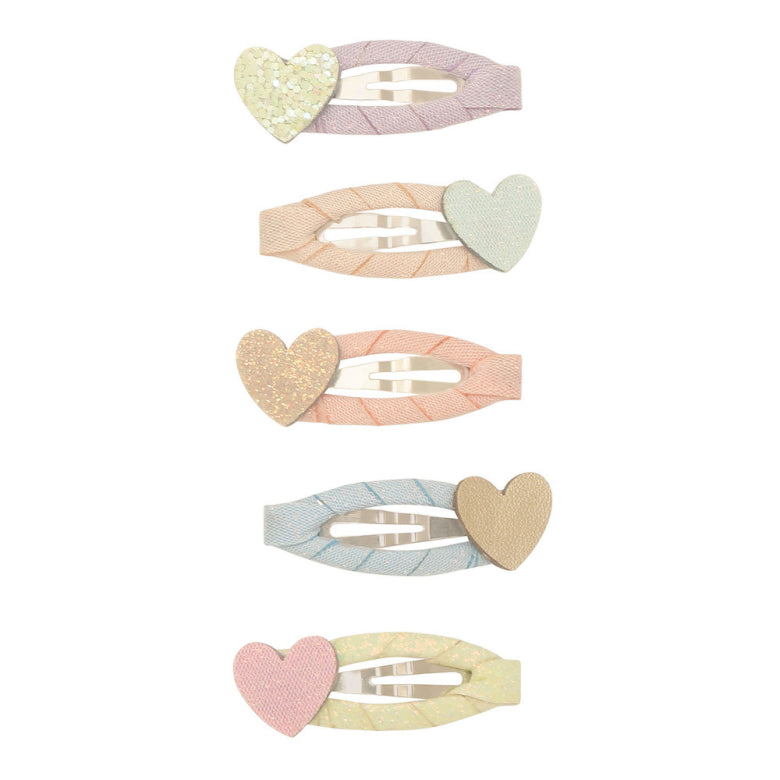 Mimi & Lula - Clic Clac Hair Clips - Mini Dreamy Hearts (5 Pack) - Mabel & Fox