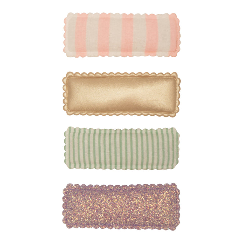 Mimi & Lula - Clic Clac Hair Clips - Stripy Rectangular (4 Pack) - Mabel & Fox