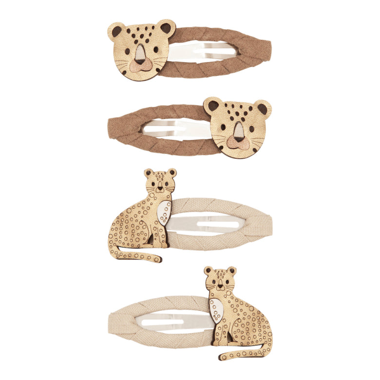 Mimi & Lula - Clic Clac Hair Clips - Larry Leopard (4 Pack) - Mabel & Fox