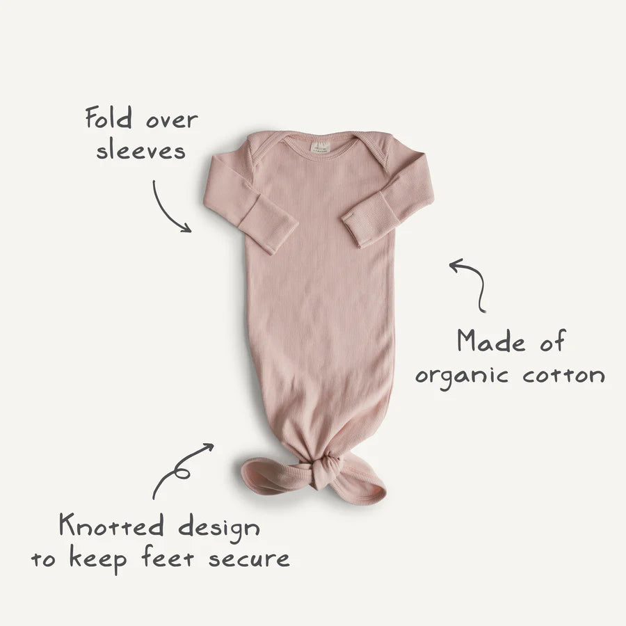 Mushie - Ribbed Knotted Baby Gown - Tradewinds