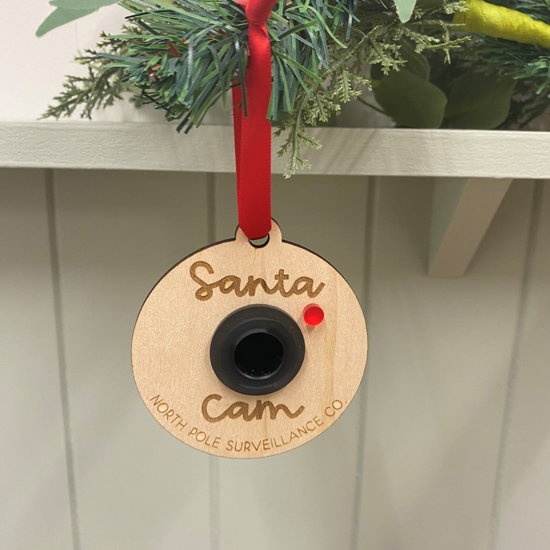 Cottonhead Monkeys - Wooden Tree Decoration - Santa Cam