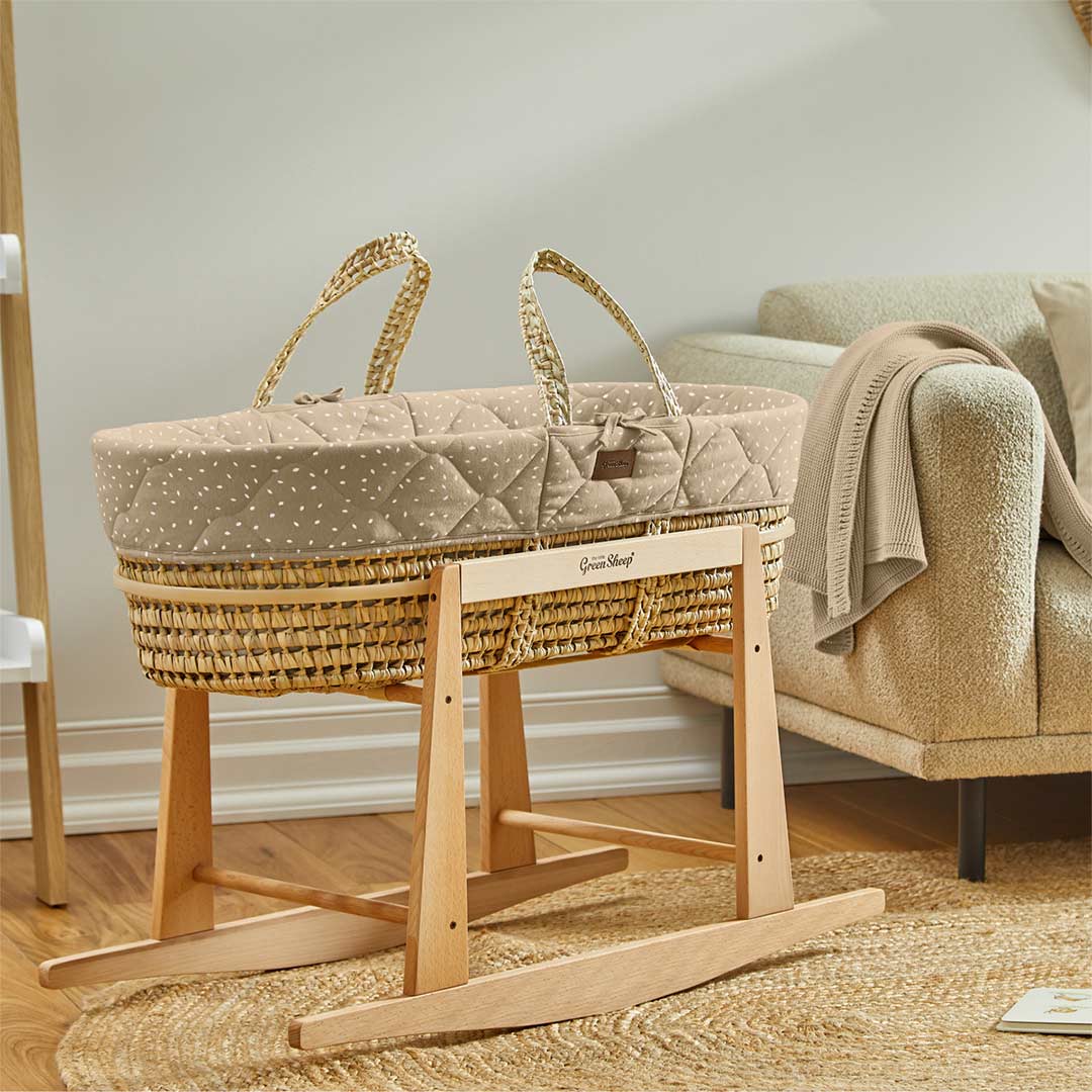 The Little Green Sheep - Moses Basket, Mattress & Rocking Stand Bundle